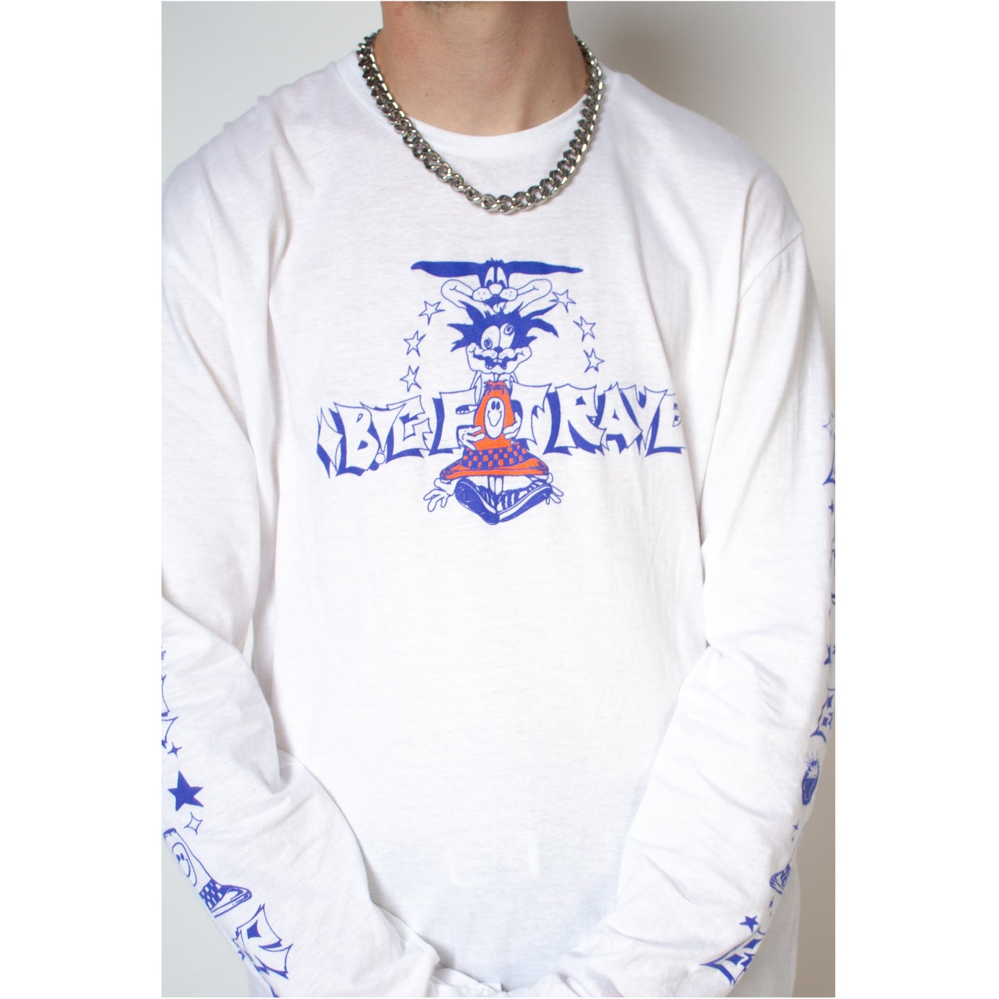 WHITE TRAFFIC CONE LONG SLEEVE T