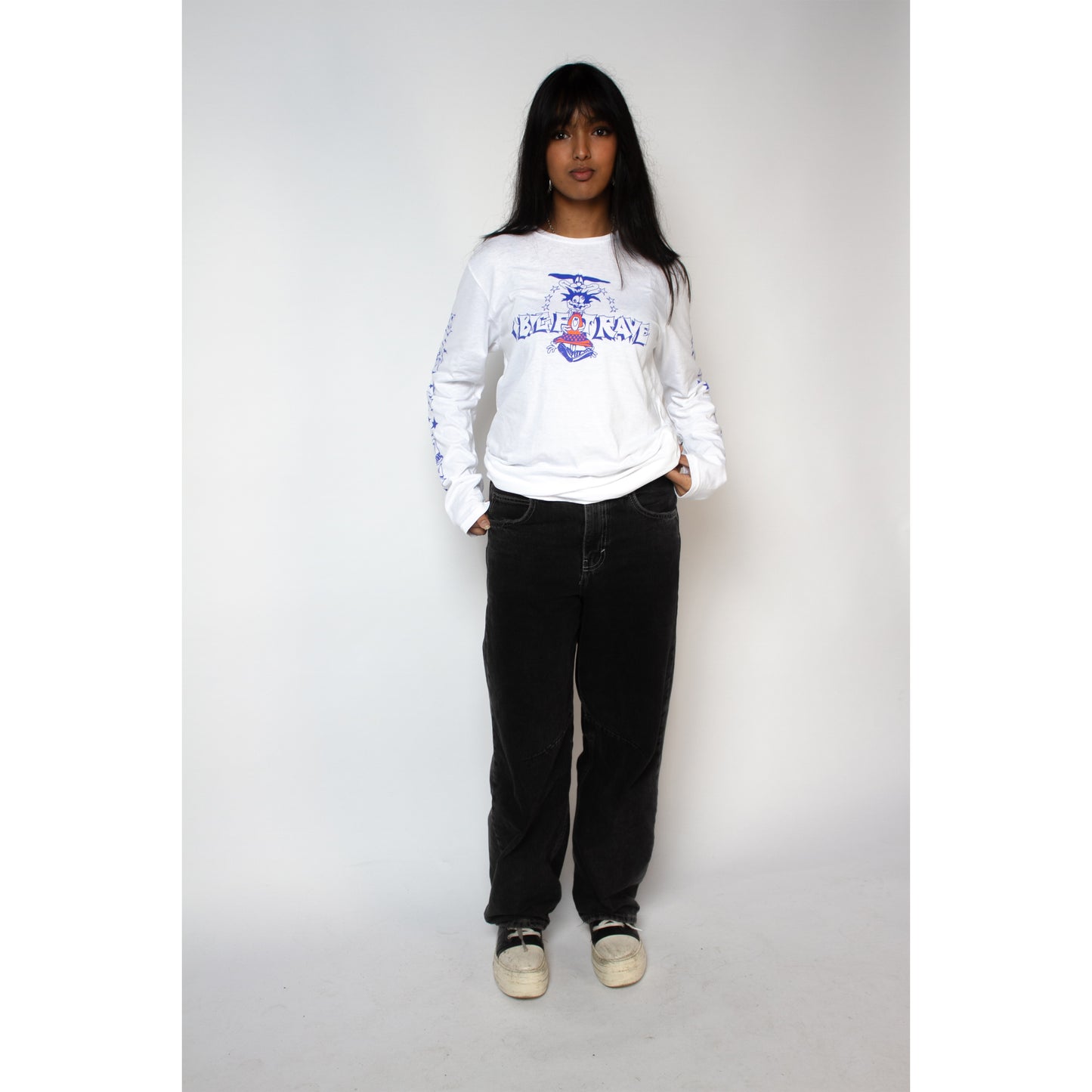 WHITE TRAFFIC CONE LONG SLEEVE T