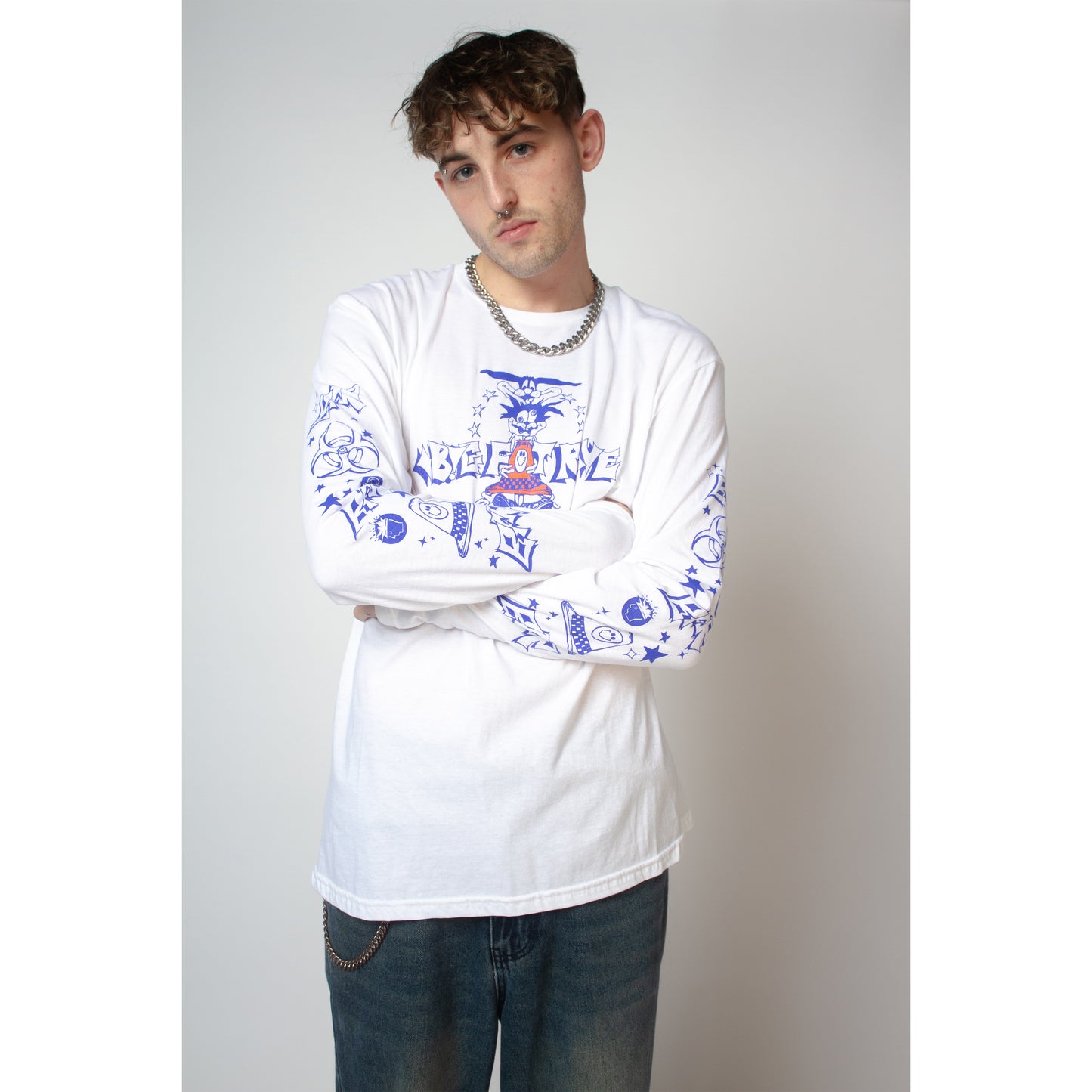 WHITE TRAFFIC CONE LONG SLEEVE T