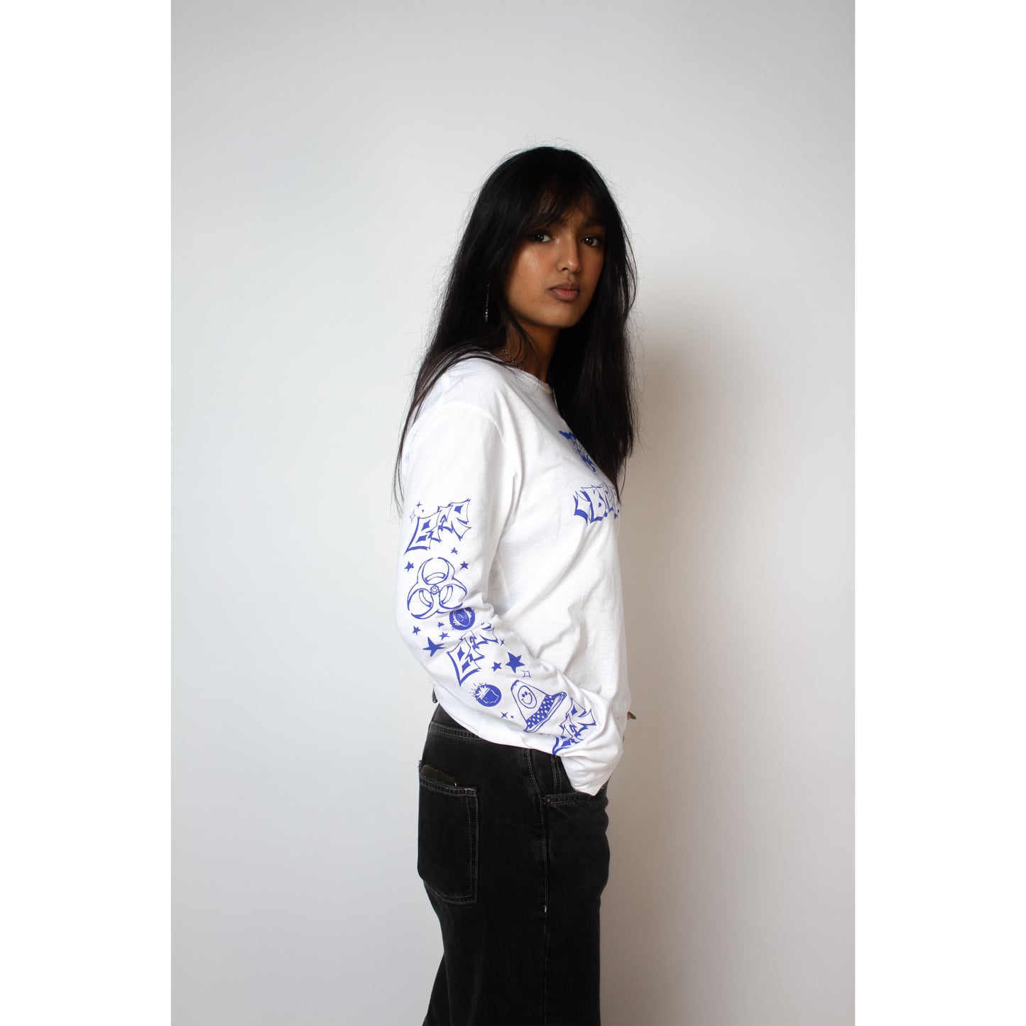 WHITE TRAFFIC CONE LONG SLEEVE T