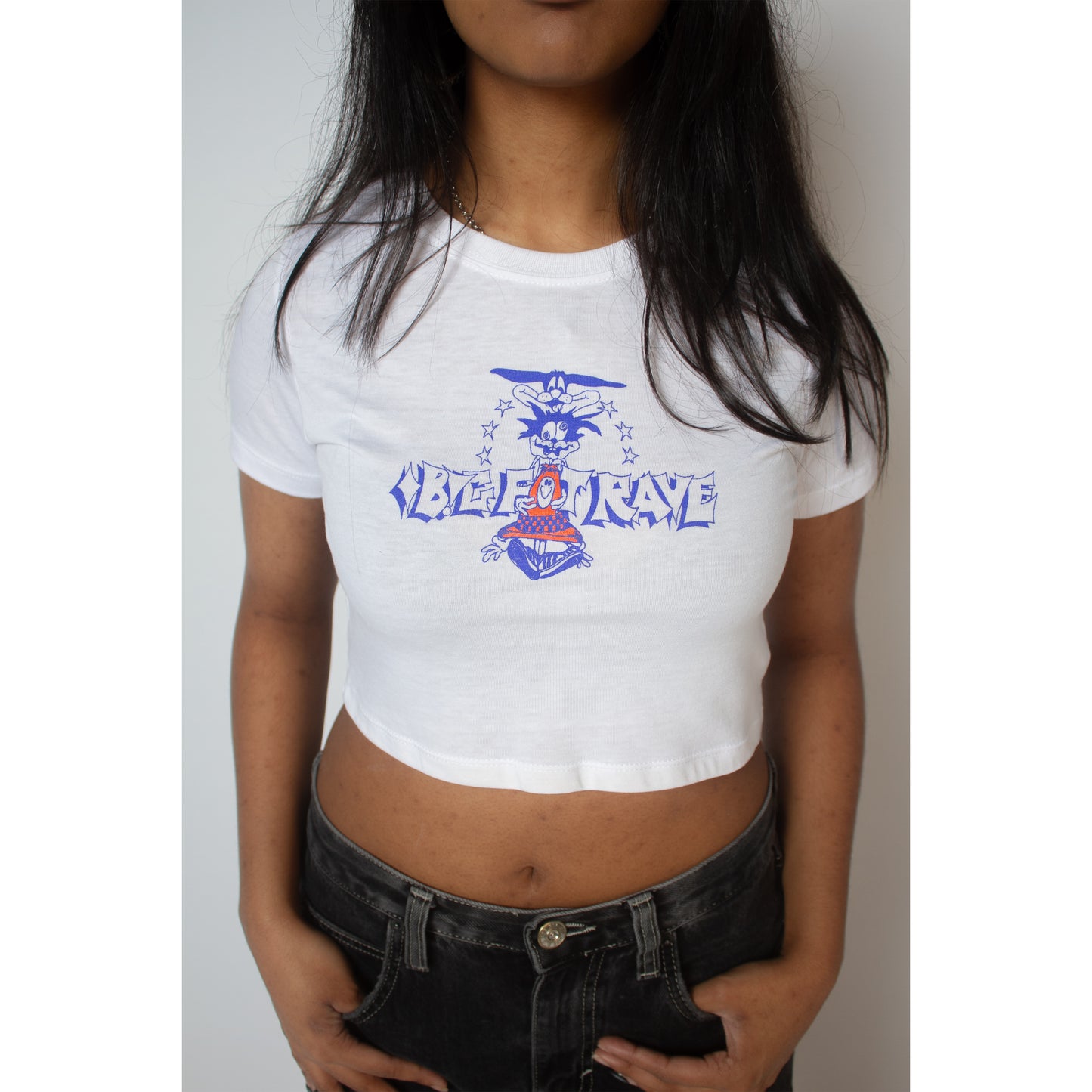 WHITE TRAFFIC CONE CROPPED T