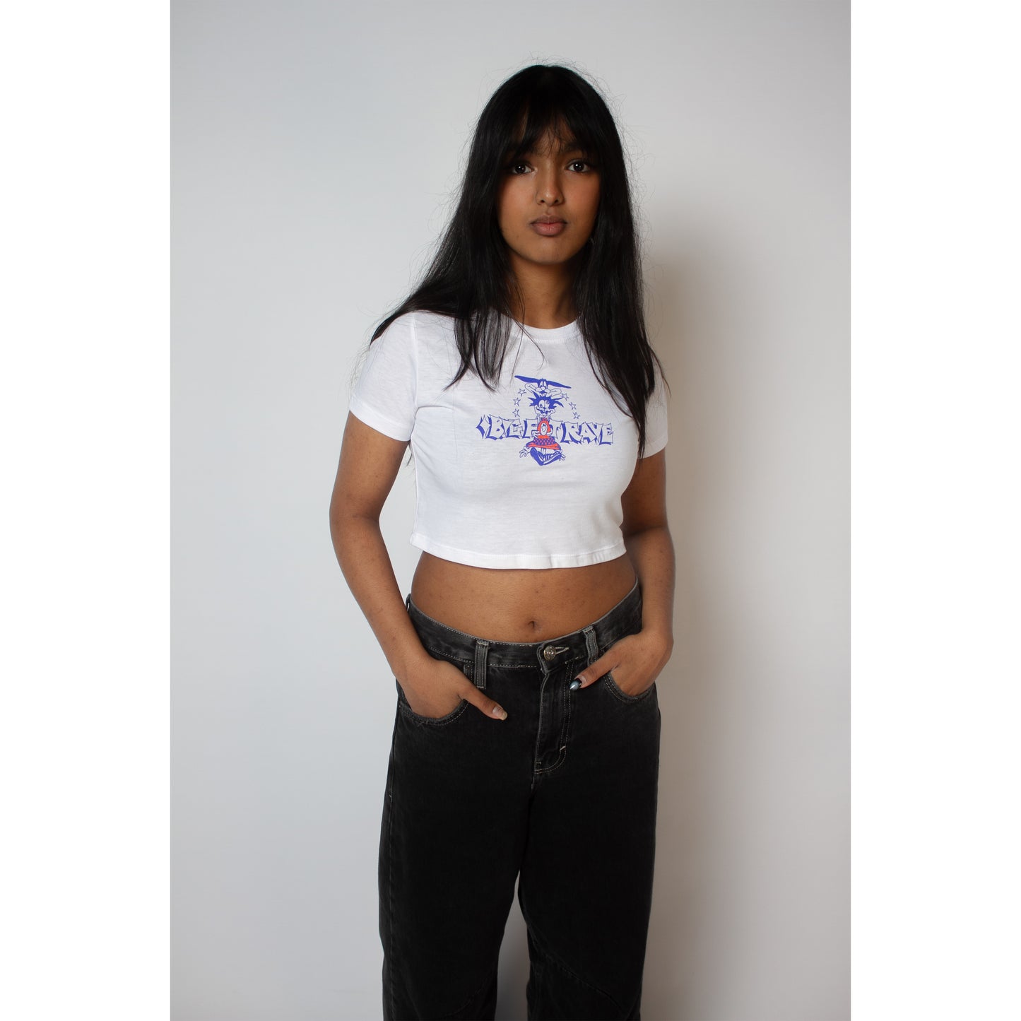 WHITE TRAFFIC CONE CROPPED T