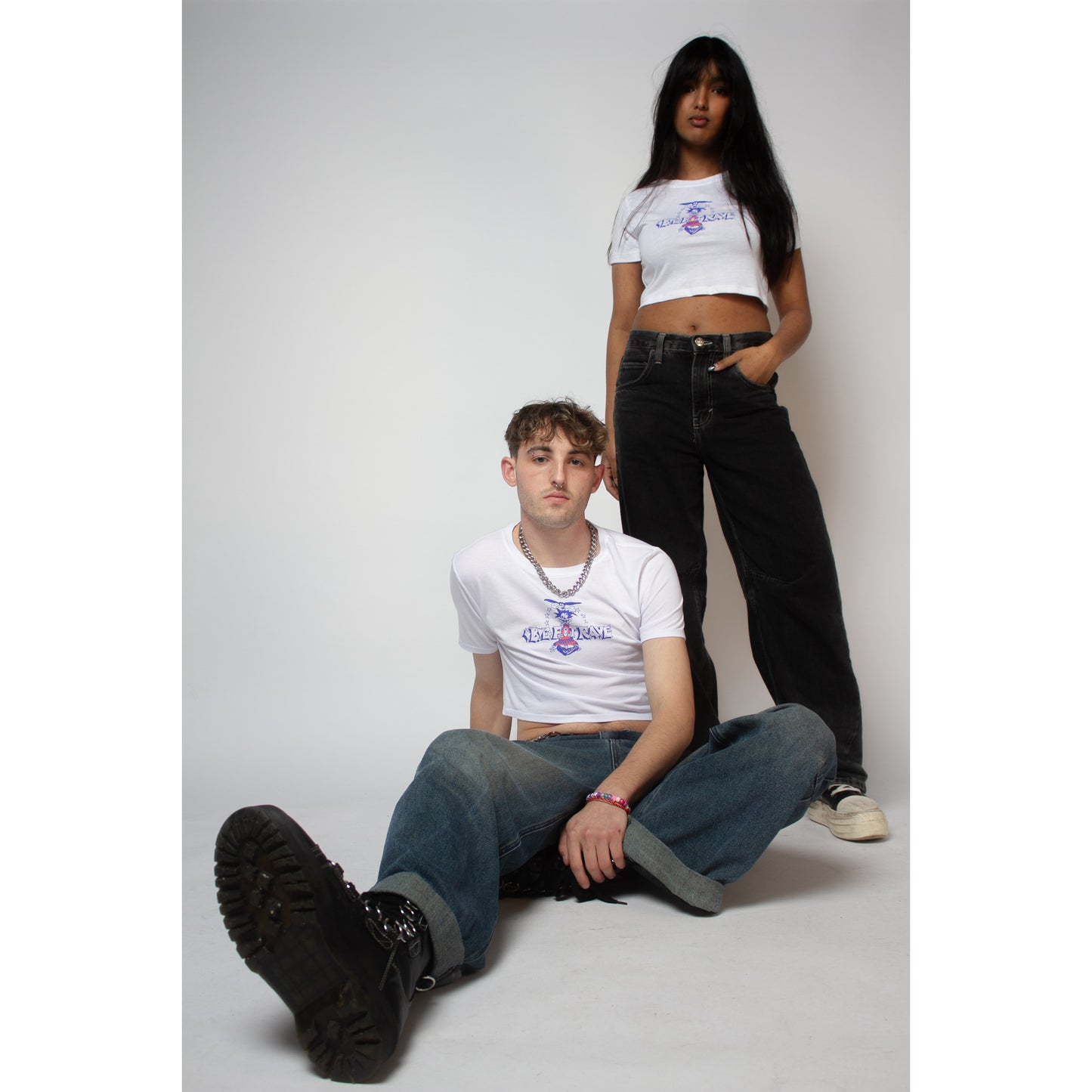 WHITE TRAFFIC CONE CROPPED T