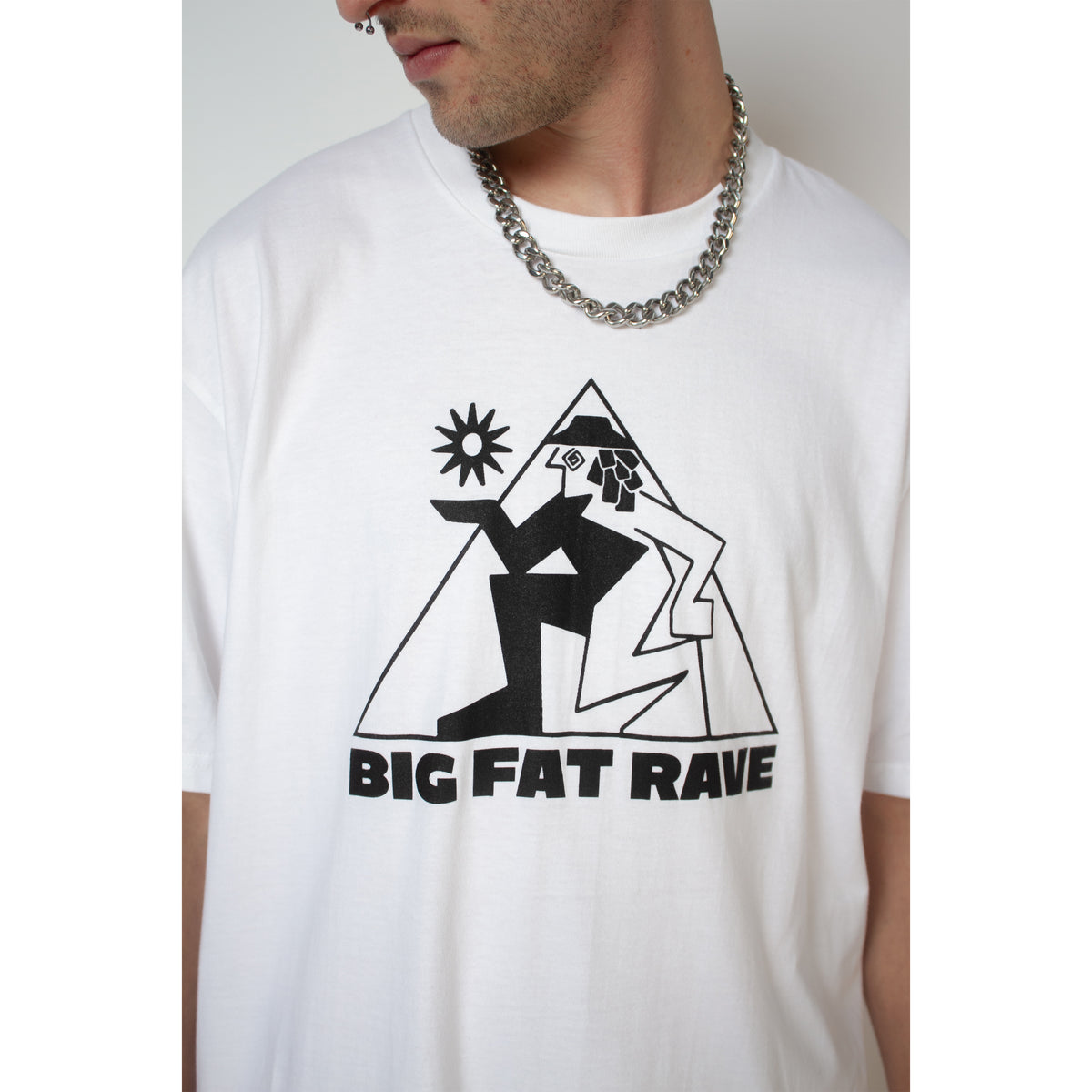 Fat Rave Man WHITE LOGO T – BIG FAT RAVE CLOTHING